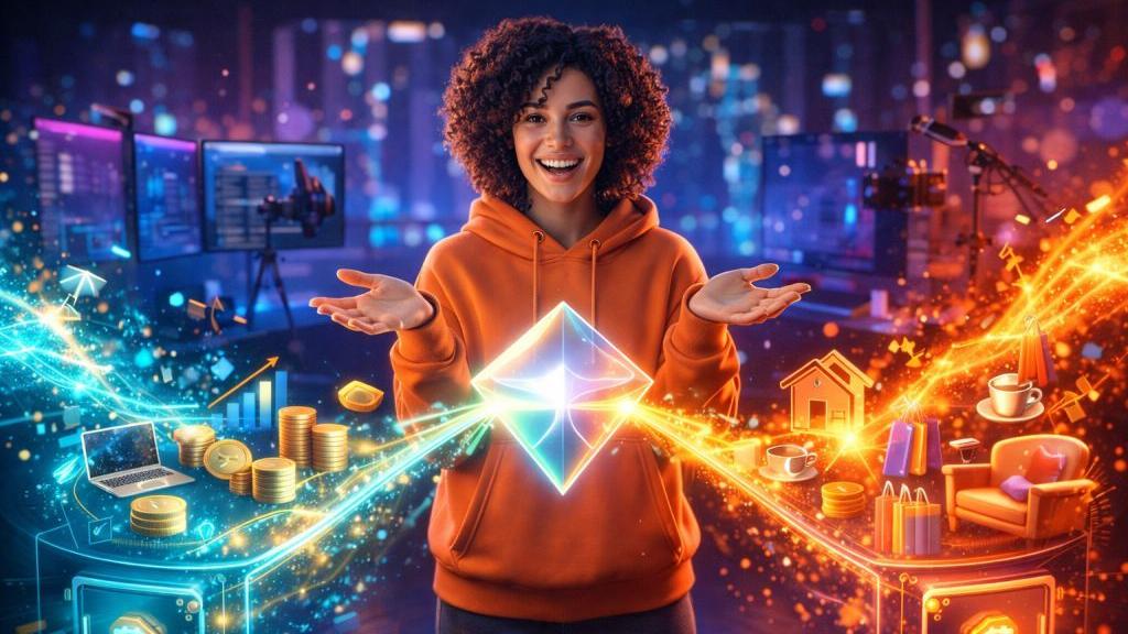 Symbolbild: KI-gestütztes Webdesign zu Finanz-Stack für Creator